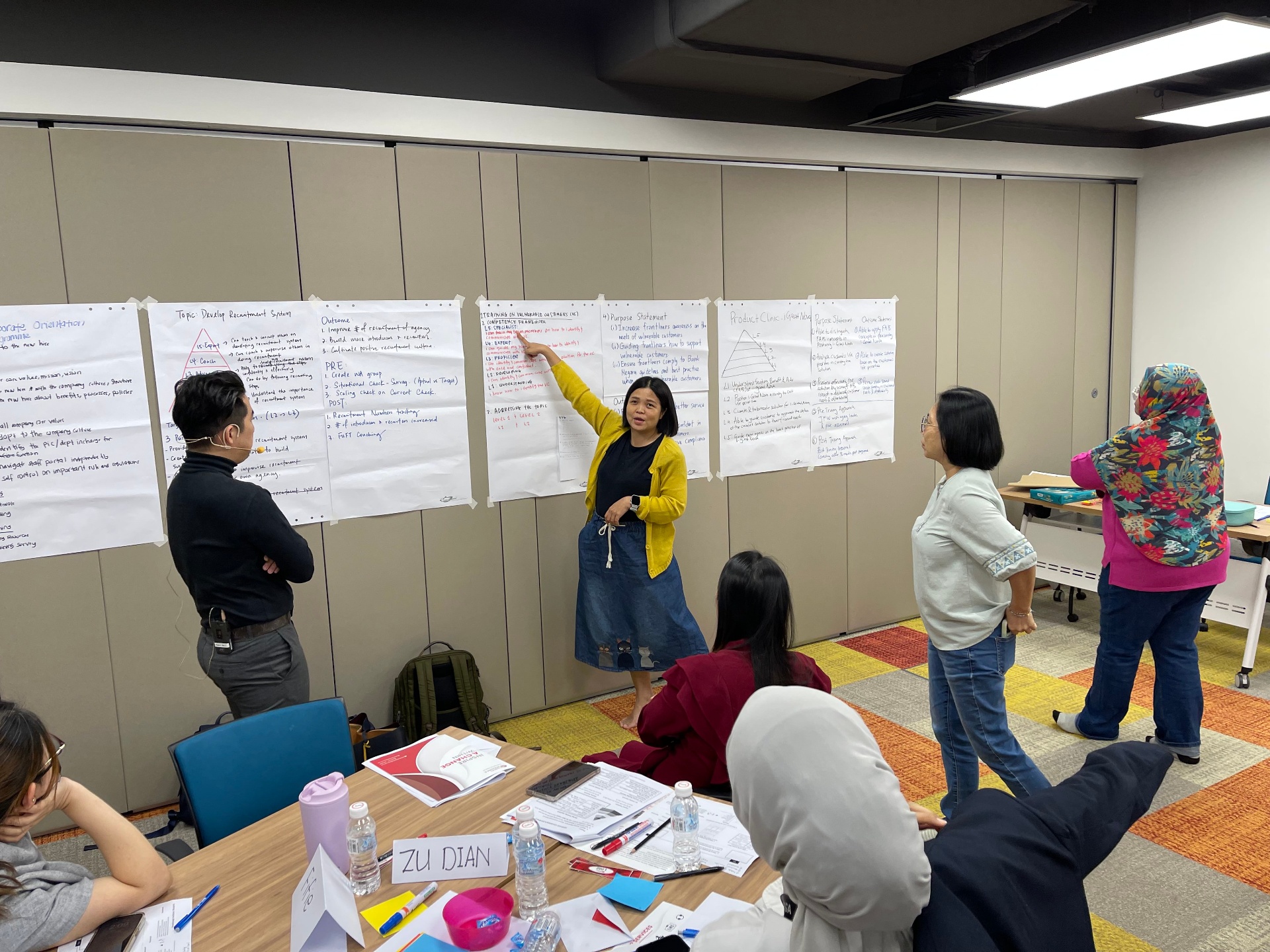 Facilitation session reviewing workshop outputs